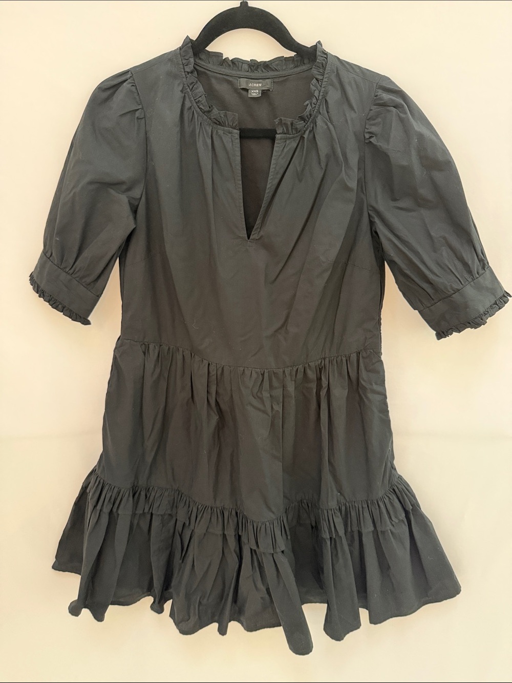 J. Crew Black Ruffle-Tiered Casual women’s dress